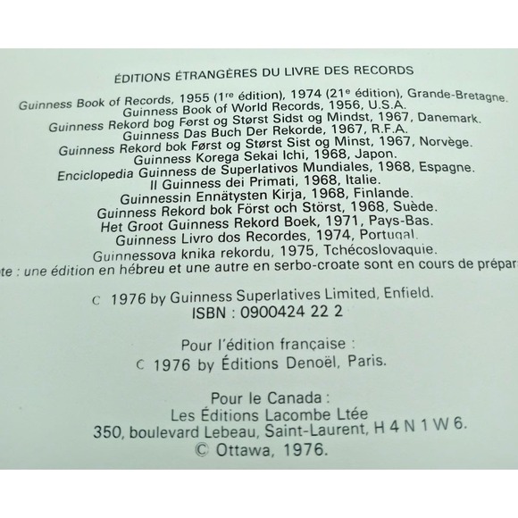Le Livre des Records Guinness 1977 Édition Denoël French Vintage - Picture 8 of 8